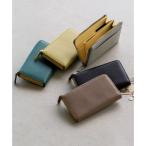 ショッピング薄型 ムラ MURA イタリアンレザー バイカラー 薄型 L字ファスナー スキミング防止 ゴムバンドカードポケット 長財布 （ピスタチオイエロー/イエロー）