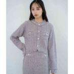 ショッピングツイード ノエラ NOELA ツイードニットカーディガン （ラベンダー）