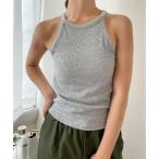 ショッピングレディ 夏 ビビッドレディ VIVIDLADY リブキャミソール トップス夏 Tシャツ レディース ホルターネック キャミソール tシャツ （グレー）