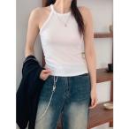 ショッピングレディ 夏 ビビッドレディ VIVIDLADY リブキャミソール トップス夏 Tシャツ レディース ホルターネック キャミソール tシャツ （アイボリー）
