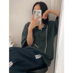 ショッピングレディ 夏 ビビッドレディ VIVIDLADY トップス夏 半袖パーカー パーカー半袖 パーカーレディース フード付きTシャツ フード付きパーカー （ダークグリー