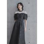 ニアナ niana フラワージャガードフレアドレス パーティードレス オケージョンドレス 結婚式 二次会 同窓会 成人式 お呼ばれワンピース （ブラッ