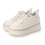 ヌーベル ヴォーグ リラックス Noubel Voug Relax 厚底 ラインストーン レースアップスニーカー （ホワイト）