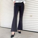  non живая изгородь non-hedge [ сеть ограничение ] центральный Press flare pants ( черный )