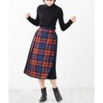 オニールオブダブリン O'NEIL of DUBLIN 【別注】ミモレ丈 パッチワーク キルトスカート レギュラー 73cm （オレンジ）