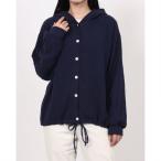 オムネス OMNES ダブルガーゼ フード付き長袖カーディガン （ネイビー）