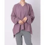 オムネス OMNES ダブルガーゼ くるみボタン長袖ブラウス （パープル）