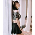  стиль boOSYAREVO [ сеть ограничение ] off плечо × flair юбка плавание одежда купальный костюм [ товары без возможности возврата ] ( Leopard × черный )