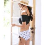  стиль boOSYAREVO [ сеть ограничение ] compact off shoru плавание одежда купальный костюм [ товары без возможности возврата ] ( черный × точка белый )