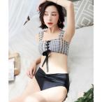  стиль boOSYAREVO [ сеть ограничение ] в клетку гонки выше лента плавание одежда купальный костюм [ товары без возможности возврата ] ( горчица проверка )