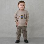 プティマイン petit main チェックのびのび起毛ストレッチパンツ （チャ）