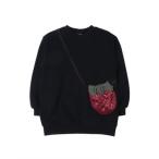 プティマイン petit main 【裏起毛】いちごポシェットトレーナー （クロ）