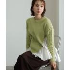 ショッピングピスタチオ プールヴー PourVous レイヤード風アシンメトリーニット （ピスタチオ）