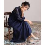 ショッピングプール プールヴー PourVous 袖あり&ミモレ丈パーティードレスマーメイドラインお呼ばれ結婚式フォーマル ワンピース 20代 30代 40代 （ネイビー