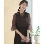 プールヴー PourVous 結婚式パーティードレスラメチュールミモレ丈&七分袖セレモニーフォーマル ワンピース 20代 30代 40代 （チャコール