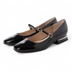 ショッピングエナメル パラディクルール PARADIS COULEUR パールヒールストラップパンプス （ブラックエナメル）