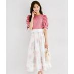 トッコクローゼット tocco closet シアーフラワープリントタックフレアスカート