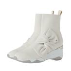 ショッピングニットブーツ プラスダイアナ ＋diana 【撥水加工】ニットショートブーツ （アイボリー生地）