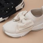 ショッピングソックス プラスダイアナ ＋diana 【軽量・撥水加工】 ビッグリボン ニットソックススニーカー （アイボリー生地）