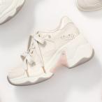 ショッピングリボン プラスダイアナ ＋diana ビジュー付き ダブルリボン厚底スニーカー （アイボリー人工スムース）