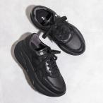 ショッピング厚底 プラスダイアナ ＋diana 【軽量】厚底ダッドスニーカー （黒人工スムース）