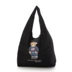 ショッピングベア レインバッグ ポロベア ロゴ ワンポイント 無地 ポケッタブル ユニセックス （ブラック）