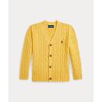 ポロ ラルフ ローレン POLO RALPH LAUREN (ボーイズ 2才?7才)ケーブルニット コットン Vネック カーディガン (700イエロー