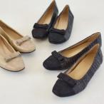 リズ ラフィーネ Riz raffinee リボン付きローヒールパンプス （ブラック）