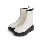 リエディ Re:EDIT [大きいサイズ有]フロントジップトラックソールブーツ （アイボリー）