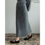 リエディ Re:EDIT [2024-25 WINTER COLLECTION]ラメフェザーニットナロースカート （チャコールグレー）