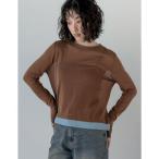 リエディ Re:EDIT シアーニットレイヤード風トップス （ブラウン×ライトブルー）