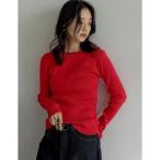 ショッピングリエディ リエディ Re:EDIT サイドシャーリングリブニットトップス （レッド）