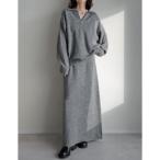 リエディ Re:EDIT カシミヤタッチスキッパーニット×スカート （グレー）