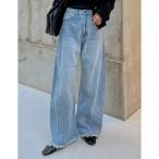 ショッピングリエディ リエディ Re:EDIT [低身長/高身長/大きいサイズ有]裾フリンジカーブデニムパンツ （ブルー）