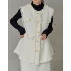 リエディ Re:EDIT [2024SS COLLECTION]ツイードフリンジペプラムベスト （ホワイト）