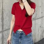 ジーラ GeeRA 《nelliy.》ホックデザインサマーカーディガン （レッド）