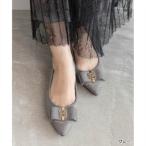 ランダ RANDA モノグラムパーツリボンフラットパンプス （GRAY）