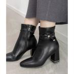 ランダ RANDA ★2WAY 晴雨兼用 モノグラムリボンベルトショートブーツ （BLACK）