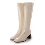 ランダ RANDA 【A de Vivre】サステナブル 晴雨兼用スクエアトゥロングブーツ(IVORY)