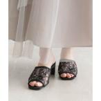 ランダ RANDA フラワー刺繍レースミュールサンダル （BLACK）