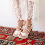 アールアンドイー R&E 【R&E】新色・クロスストラップピンヒールサンダル （アイボリー）