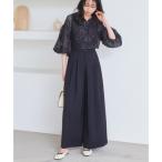 ルイルエブティック RUIRUE BOUTIQUE レースカーデ&キーネックオールインワンセットアップ (ネイビー)