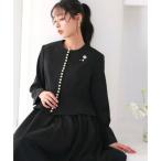 ショッピングパール ルイルエブティック RUIRUE BOUTIQUE ストレッチ ｜ ノーカラー パールペプラム ワンピース スーツ ｜ セットアップ・オケージョンスー