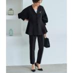 ショッピングドルマン ルイルエブティック RUIRUE BOUTIQUE ノーカラードルマンスリーブペプラムパンツスーツ 2点セットアップ（ブラック）