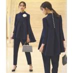 ルイルエブティック RUIRUE BOUTIQUE 【オケージョン対応】バックパールフレアトップス＆テーパードパンツ2点セットアップ セレモニー お呼