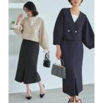 ルイルエブティック RUIRUE BOUTIQUE 【選べるジャケット素材】クロップドランタンスリーブジャケット&ロングタイトスカートスーツ (Aタイ