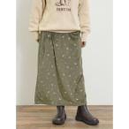 サマンサ モスモス Samansa Mos2 ベロアプリーツ/刺繍アソートナロースカート （カーキ）