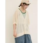 サマンサ モスモス Samansa Mos2 【マシンウォッシャブル】ドルマンスリーブVネックカーディガン （キナリ）