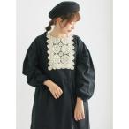 サマンサ モスモス Samansa Mos2 【WEB限定】胸元レース貼りチュニック （ブラック）