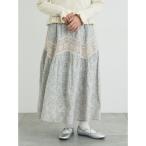 サマンサ モスモス Samansa Mos2 柄アソートティアードレーススカート （ミント）